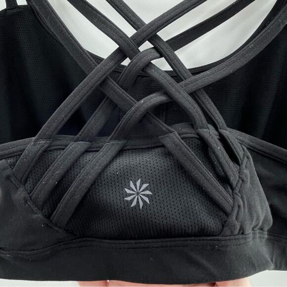 Athleta Fully Focused Sports Bra Black Powervita A-C Cup Size Medium - Picture 6 of 9